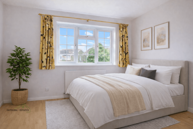 Digitally staged bedroom