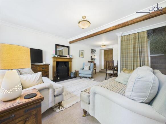 Living Room with open fire and room for dining