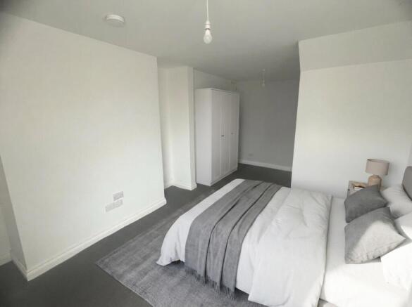 Elegant modern bedroom with fresh white decor...