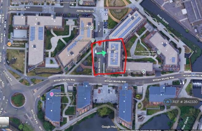 Aerial View Shows The Building Entrance