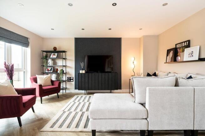 A bright and airy lounge offers space to relax as a family