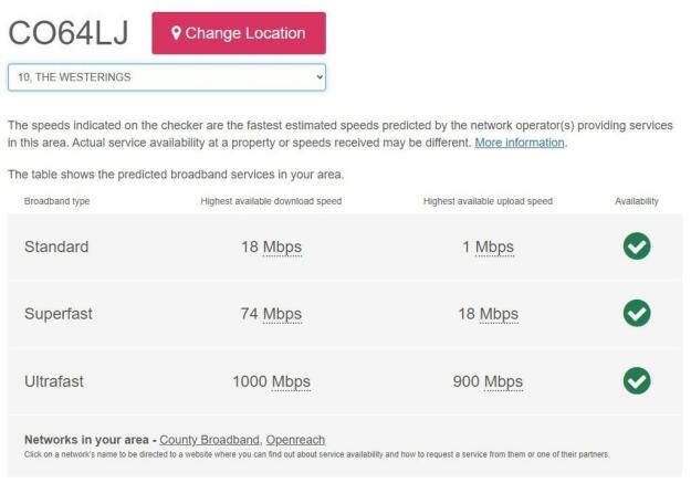 Broadband speed
