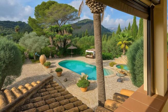 Overlooking the garden from the roof terrace