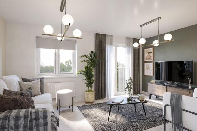 Spacious family room with Juliet balcony and plenty of room for two sofas