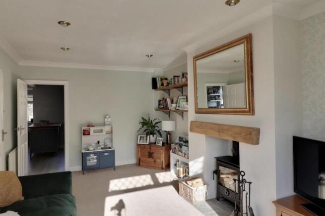Living room with wood burning stove