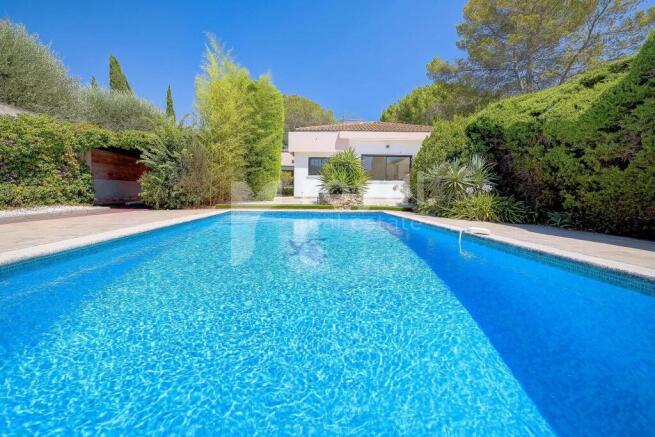 Modern pool in a landscaped garden, perfect for pe