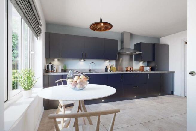 Modern kitchen with ample storage space