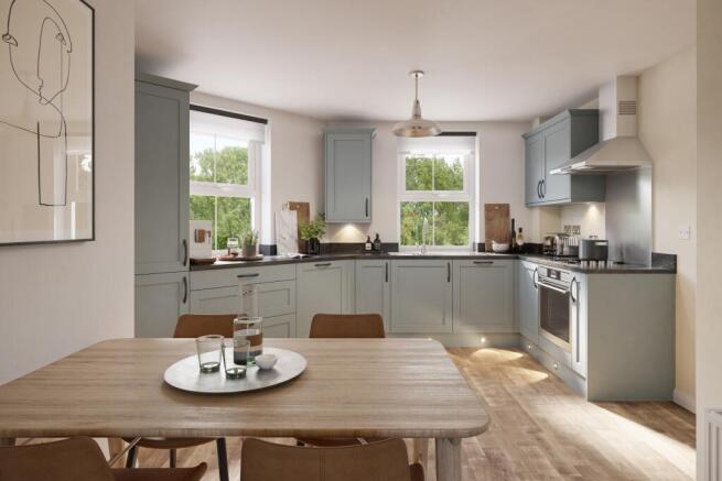 Kitchen and dining room in 2 bed Belstead