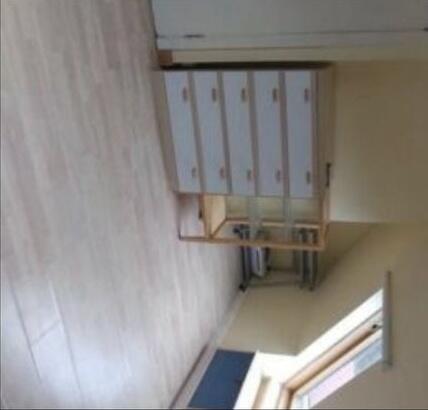 Bright bedroom with ample storage and wood floo...