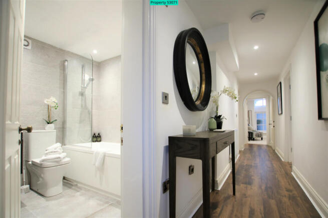 Modern Bathroom off the hallway