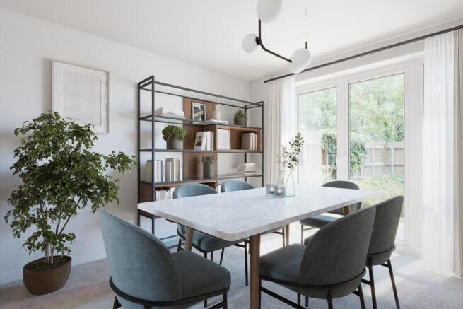 Double doors to the garden floods the dining area with plenty of natural light