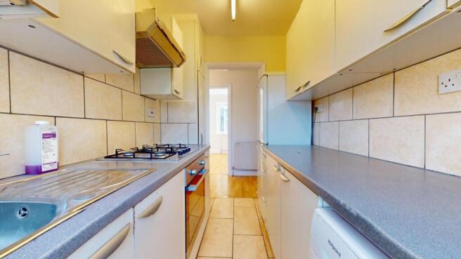 Bright kitchen with ample counter space...