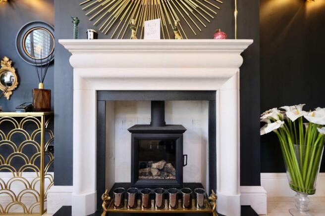 Elegant fireplace with gas log burner
