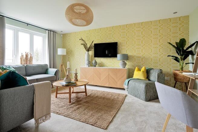 the living room is flooded with natural light