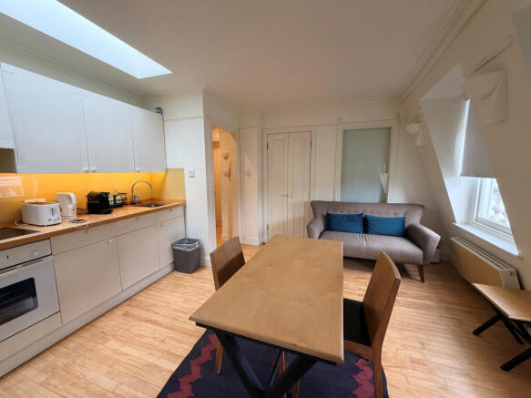 kitchen living with bedroom door view