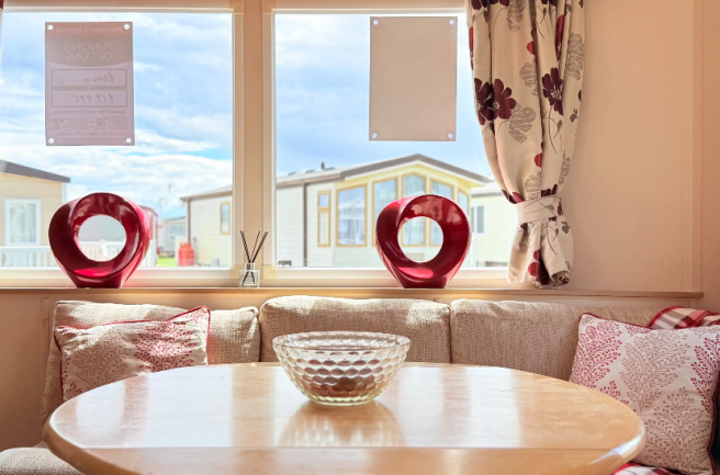 Dining area inside the 2014 Willerby Vacation at A