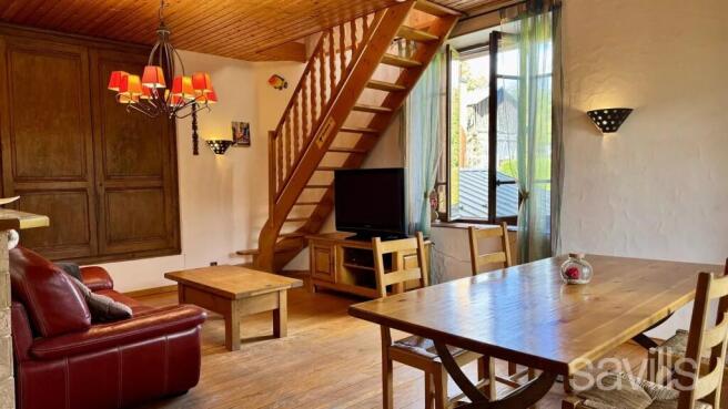 Living room village house with garden Courchevel