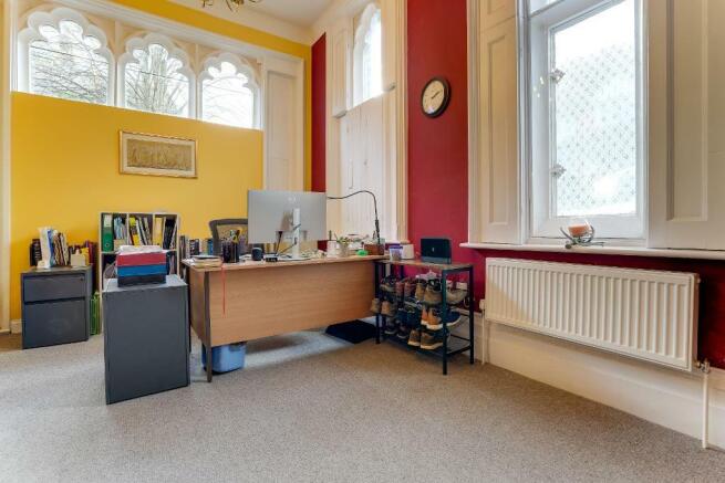 Study with open fire place
