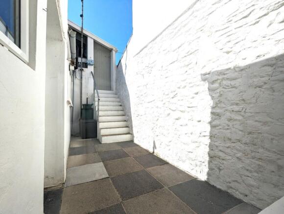 Enclosed Yard, Stairs to Garage