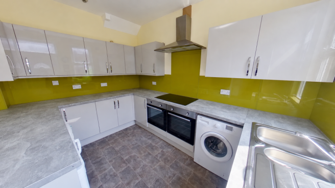 Bright Lime-Backsplash Modern Kitchen