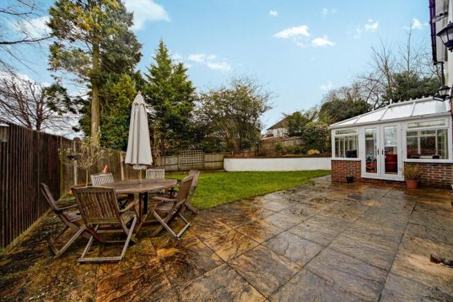 Rear patio and garde