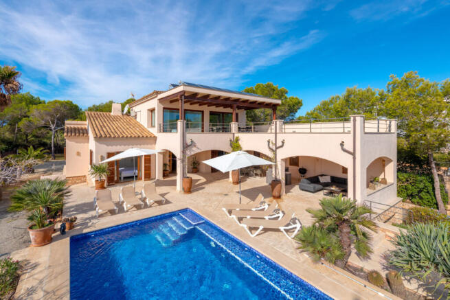 View from the pool towards the house
