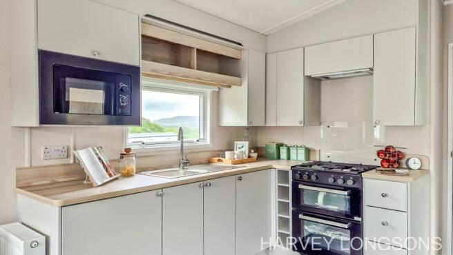 Modern fitted kitchen in the Swift Loire static ca
