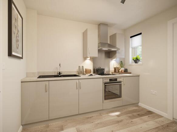 inside view of modern popley kitchen cgi
