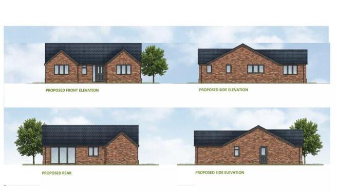 Front side and rear elevations