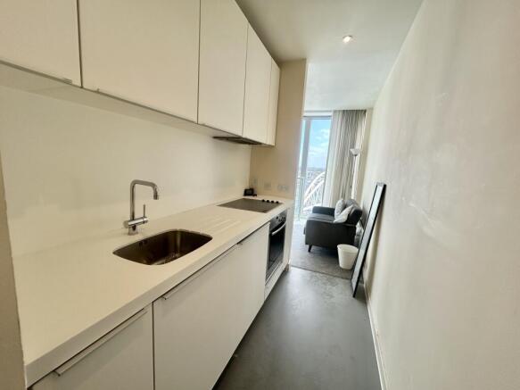 kitchen into lounge area