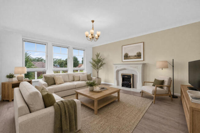 Living room virtually staged