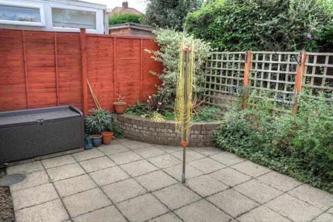 Patio garden and raised flower bed