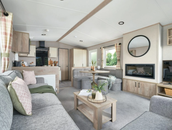 Bright open plan lounge inside the ABI Keswick hol