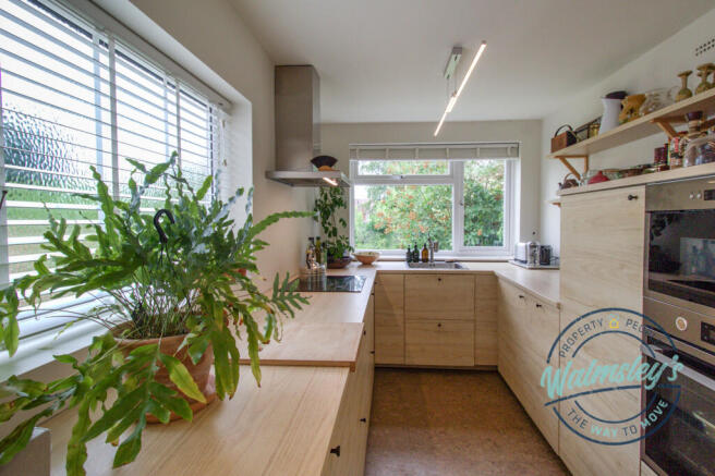 Kitchen with garden views