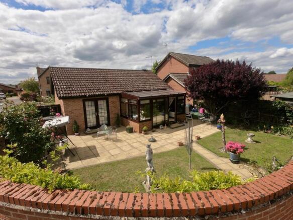 Elevated shot of rear garden
