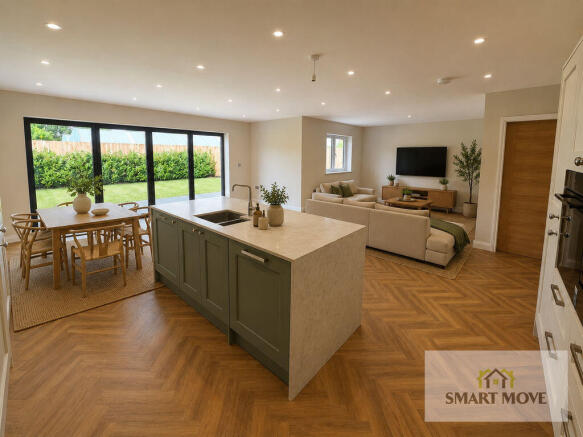 Virtually Staged Kitchen Family Room