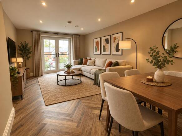 Open plan lounge/dining room - CGI staged