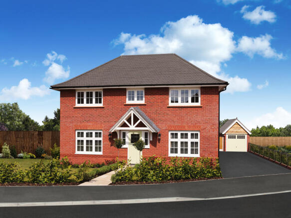 Redrow external brick image of the 4 bedroom Harrogate home with detached garage at Oakleigh Fields