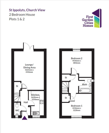 Floorplan 2 bed Plots 1 & 2