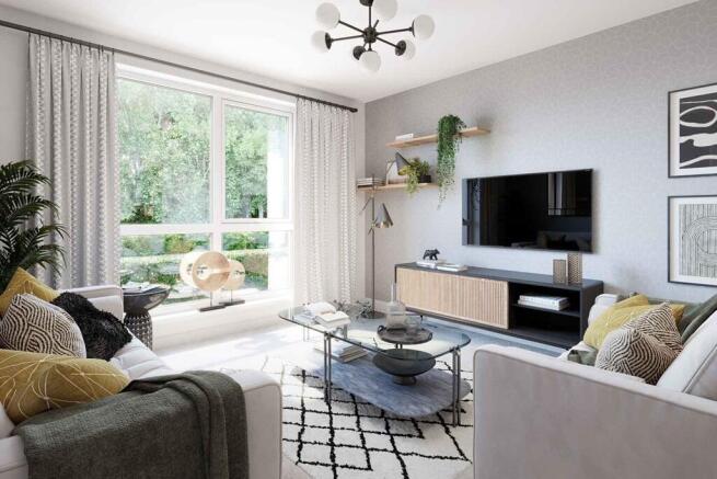 With Juliet balcony and plenty of room for two sofas