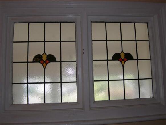Mackintosh style obscure stain glass window