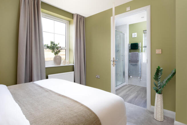 En suite main bedroom in the Moresby 3 bedroom home