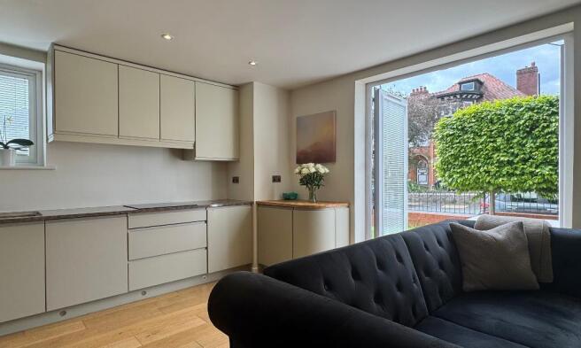 Living area with French doors