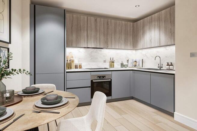 Elegant kitchen in the River interior palette
