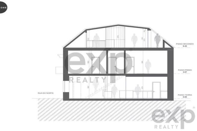 This image shows a cross-section architectural dra