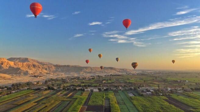 Balloons over valley