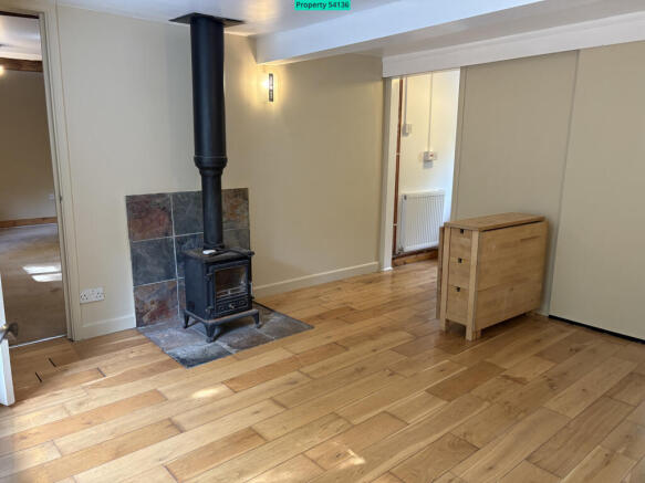 Living room with wood-burning stove