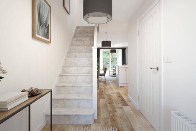The entrance hallway opens onto the open plan ground floor