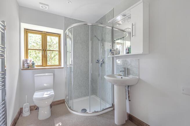 Shower room in the hobby studio flat, south-facing