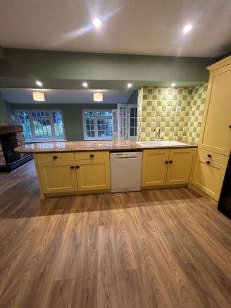 Kitchen through to dining ara with worktop